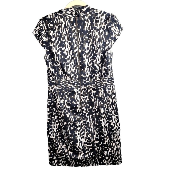 Ann Taylor Dress Womens 8 Black Brown Cream Geometric V-Neck Corpcore Siren - Picture 14 of 16